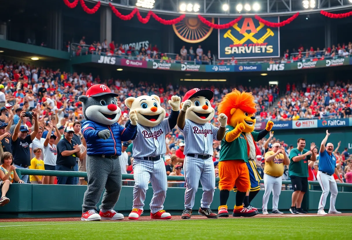 A lively baseball game featuring the Savannah Bananas with fans in the background.