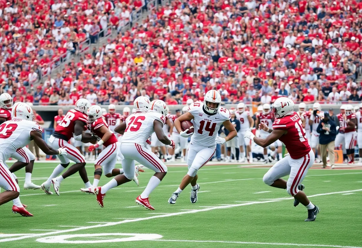 Players in action during SEC football game