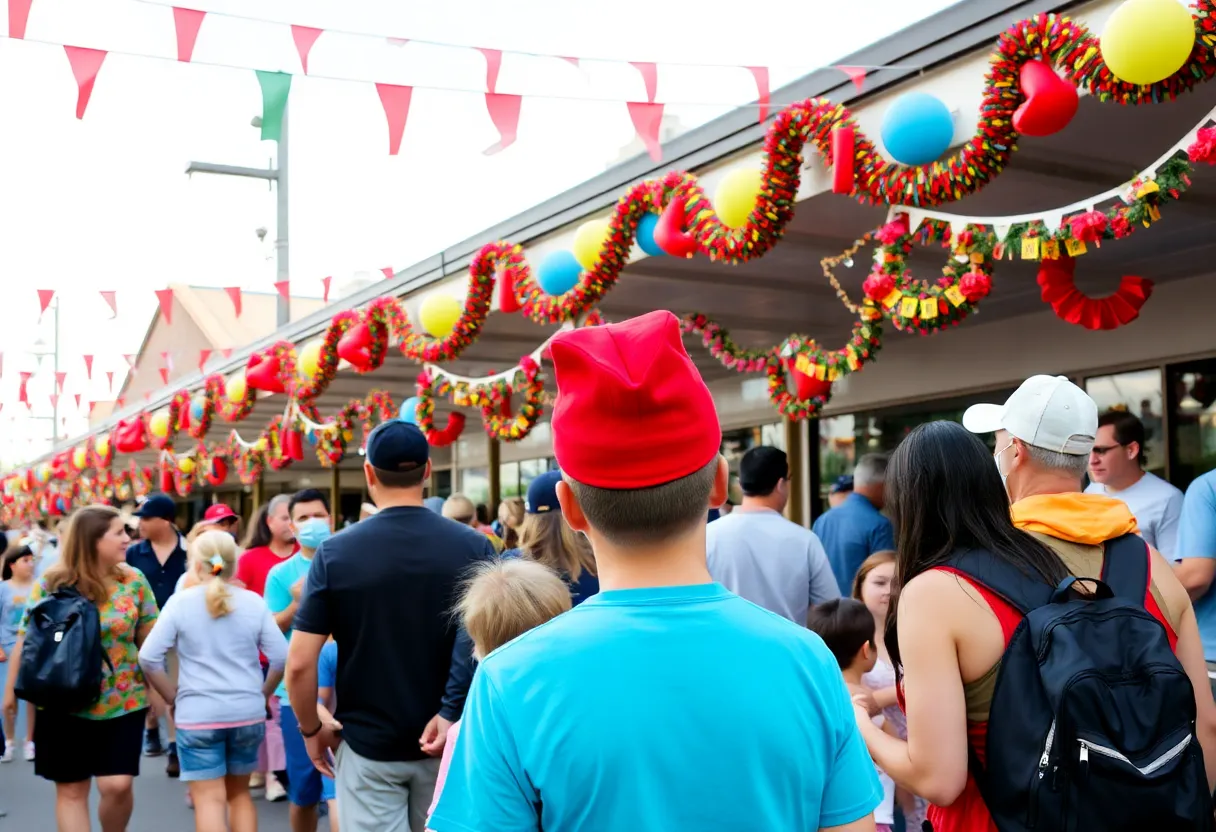 Community members celebrating during Starkville Homecoming Week
