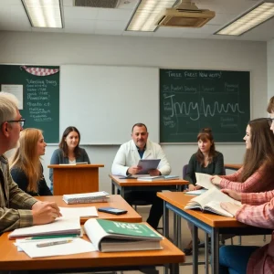 Teachers discussing the implications of free speech in education