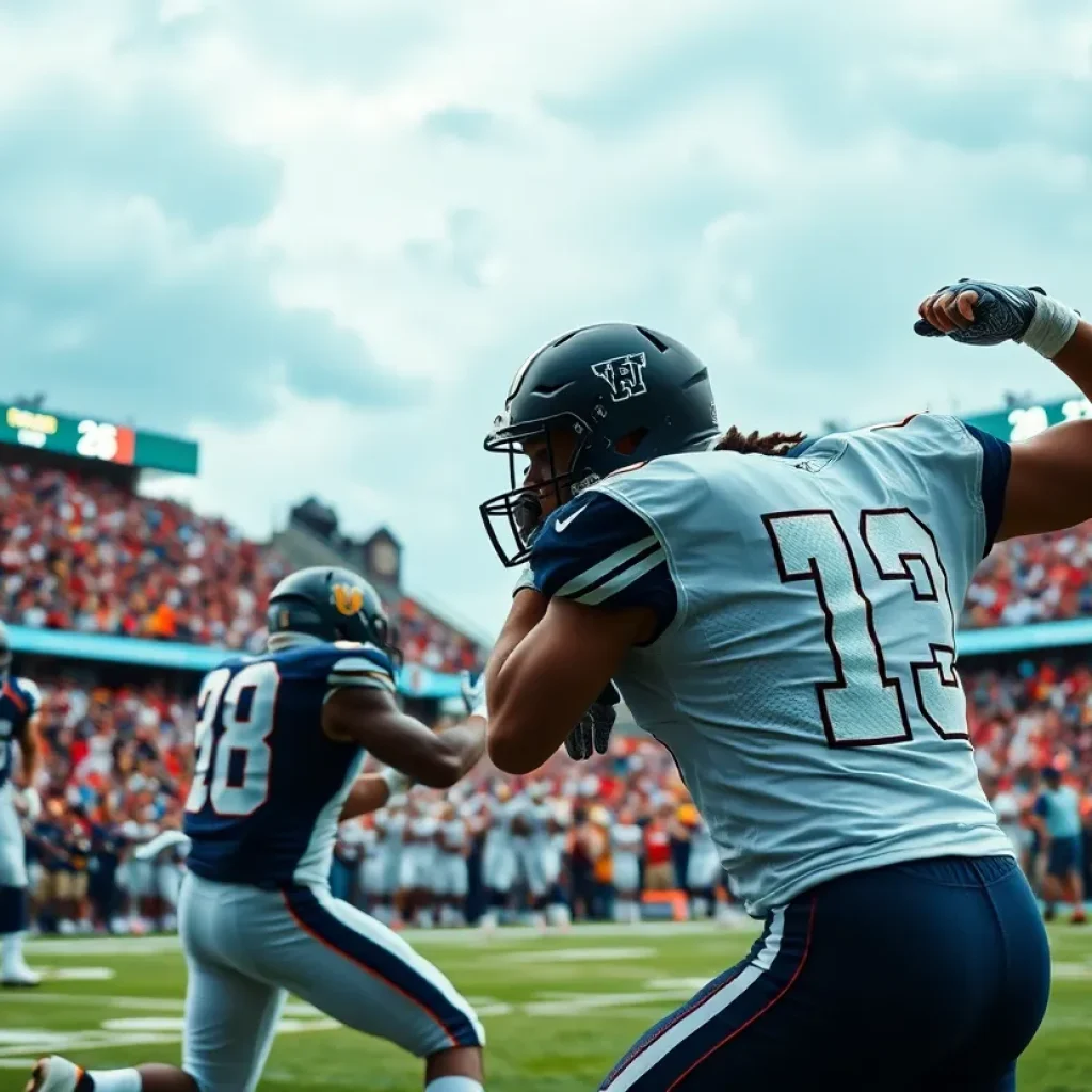 Collegiate football game between Texas Longhorns and Mississippi State Bulldogs.