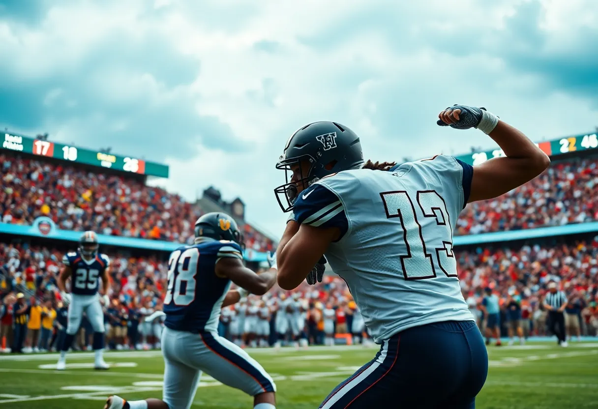 Collegiate football game between Texas Longhorns and Mississippi State Bulldogs.