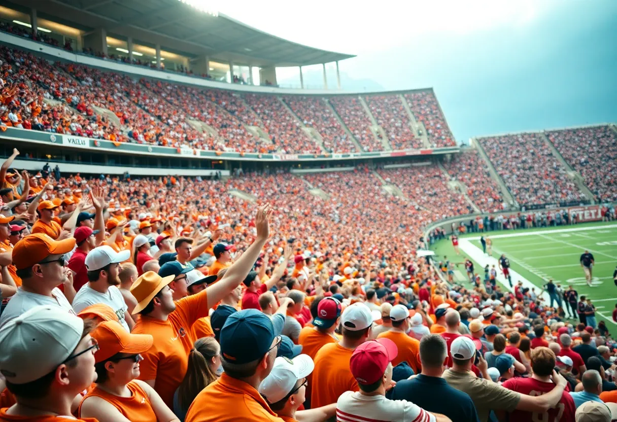 Fans at the Texas vs Mississippi State football game in Starkville